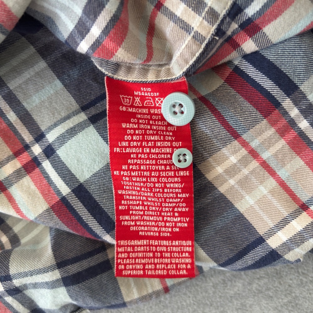 Superdry Co Mens Plaid Button Down Shirt Blue Red Long Sleeve MS4AE03F Large - Picture 6 of 9